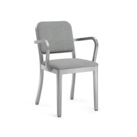 Cadre en aluminium Offre Spéciale coussins de siège et de dossier rembourrés brossés accoudoir chaise d'officier de dîner bleu marine à vendre