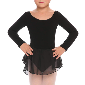 Robe de ballet en coton pour filles, douce, <span class=keywords><strong>classique</strong></span>, noire, à manches longues, en maille, pour filles - Product Image 2
