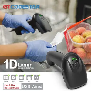 GTCODESTAR 32位有线条形码扫描仪激光条形码读取器1D手持式条形码扫描仪