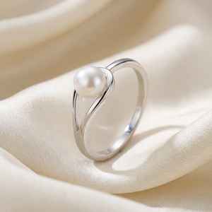 Copper Dainty Pink Freshwater Pearl <b>Ring</b> CZ Accent <b>Thin</b> Band Minimalist Pearl Jewelry for Women Daily Wedding Gift - Product Image 5