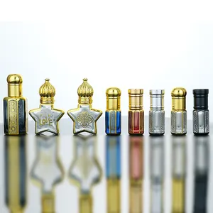 Bouteille d'huile de parfum en verre personnalisée Bouteille de parfum en verre avec boule roulante en acier inoxydable