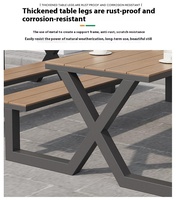 Ensemble table et chaises monobloc moderne et imperméable à l'eau pour l'extérieur, 2 places en métal, bois et aluminium, pour le patio