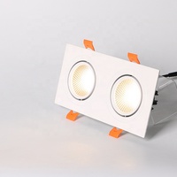 Spot LED encastré carré en gros, double éclairage orientable, 12W COB, pour éclairage intérieur