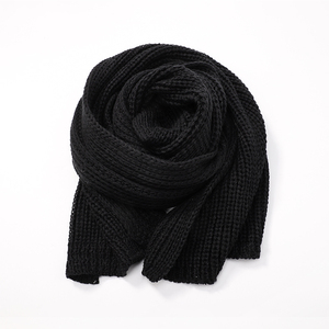 Bufandas tejidas de invierno cálidas a la moda negras lisas baratas para <span class=keywords><strong>hombre</strong></span> - Product Image 2