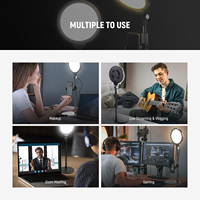 Anneau lumineux de bureau 7 pouces 10W à intensité variable avec éclairage plein écran et support pour téléphone, idéal pour le streaming en direct et les réunions Zoom