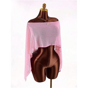 Poncho Cache-maillot de plage asymétrique en maille ajourée pour femme, épaules dénudées, 1 pièce - Product Image 2