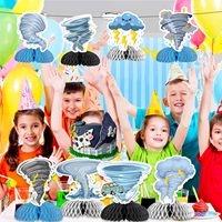 12 Centros de Mesa de Panal de Abeja con Diseño de Tornado, Decoraciones para Fiestas de Cumpleaños con Temática de Tornado, Suministros de Decoración para Mesas con Temática Meteorológica de Tornado