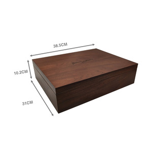Walnut Wood Veneer Storage Box 38.5x31x10.2cm Rectangular Candy Snack Gift Box With Engraving Option - Product Image 2