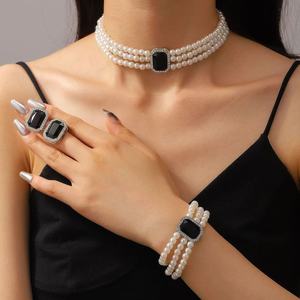 Conjunto de Joyería Nupcial de Moda <span class=keywords><strong>Vintage</strong></span> con Perlas y Circonitas, Gargantillas y Collares Kundan para Mujer - Product Image 5