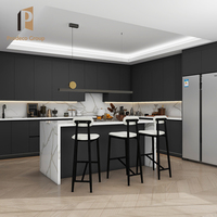 Cuisine modulaire au design moderne avec comptoirs en marbre/laminé/résine, accessoires de robinetterie, écologique et étanche