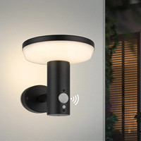 Paysage ip54 acier inoxydable noir led détecteur de mouvement solaire appliques murales extérieur étanche