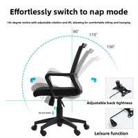 Chaise de bureau ergonomique pivotante en maille noire pour personnel et cadres, mobilier de conférence moderne en gros
