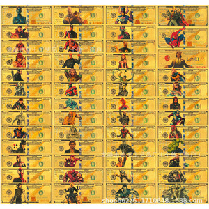 ธนบัตรลายตัวละครจากภาพยนตร์อเมริกันหลายแบบ ลายทองคำเปลว ฮีโร่มาร์เวล ราคา <span class=keywords><strong>100</strong></span> ดอลลาร์ ธนบัตร<span class=keywords><strong>ที่</strong></span><span class=keywords><strong>ระลึก</strong></span> 24K ซูเปอร์ฮีโร่ - Product Image 1