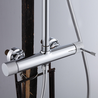 Mitigeur de douche intelligent en laiton moderne à effet pluie, ensemble bain-douche monocommande avec barre coulissante, robinet chromé poli, cartouche céramique supérieure