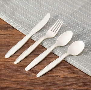 Sinh thái thân thiện dùng một lần muỗng nĩa dao Flatware Bộ bột bắp dao nĩa và muỗng cấp thực phẩm bột bắp dao kéo - Product Image 1