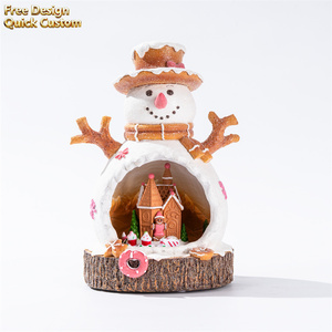 Aldea Navideña 2026 de Resina con Muñeco de Nieve y Chef en Movimiento, Luz LED, Decoración Navideña para <span class=keywords><strong>el</strong></span> Hogar - Product Image 5