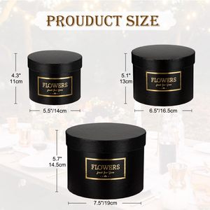 Caja de Regalo Rígida Redonda Negra de Gran Tamaño al por Mayor <span class=keywords><strong>para</strong></span> Carteras, Sombreros, Ramos Florales, con Logotipo Estampado en Lámina Dorada Hecho a Mano - Product Image 3