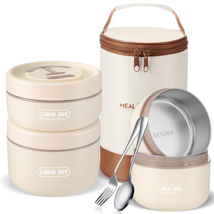 Boîte à lunch isotherme portable en acier inoxydable de 1800 ml, 3 couches empilables, sans BPA, pour l'école et le bureau - Product Image 1