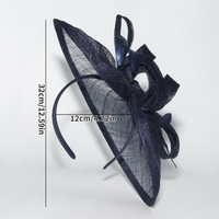 Chapeau Fascinator en plumes d'abaca naturelles bleu marine pour femmes et filles-Accessoire de coiffure élégant pour les courses de chevaux et les fêtes-Fascinateurs pour femmes