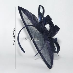 قبعة فاسيناتور زرقاء كحلي ريش الأباكا الطبيعي للنساء والفتيات ، إكسسوار شعر أنيق لسباقات الخيل والحفلات ، إكسسوارات شعر للسيدات - Product Image 4