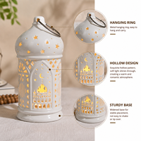 Lanterne en céramique à piles, lumière LED décorative, design mosquée islamique, décoration de table pour la maison, Eid Mubarak