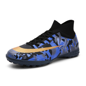 Botas de Fútbol de Camuflaje Azul y Negro para Hombre, Parte Superior Sintética, Suela de Goma, Tacos AG, Ligeras - Product Image 4