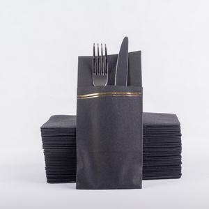 กระดาษเช็ดปากแบบใช้แล้วทิ้งสำหรับร้านอาหารพื้นบ้านกระดาษเช็ดปากสีดำแบบพับเก็บได้ - Product Image 1