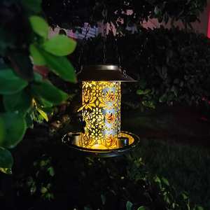 Usine En Gros Mangeoire À Oiseaux Lumière Solaire Décoration Extérieure Éclairage De Jardin Lumière Solaire Suspendue Pendentif Lampe Solaire Jardin - Product Image 5