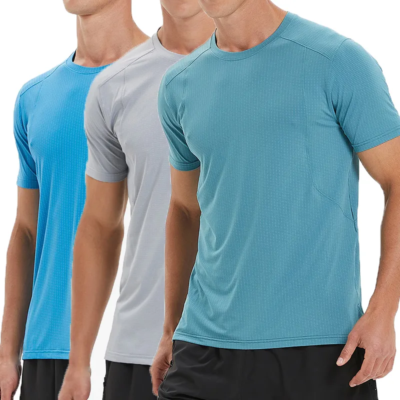 Men's T Shirt Mesh Quick Dry Nylon Athletic Running Shirts Crewneck Gym Workout Fitness Performance Tee Fitness Shirts