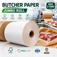 Rouleau de papier boucher rose biodégradable, résistant à l'humidité, en pâte de bois vierge à 100 %, imprimé avec logo personnalisé, pour viande crue et légumes