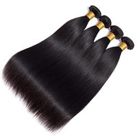 Extensiones de Cabello Virgen Liso 15A, 100% Cabello Humano Virgen, Doble Trama a Máquina, Puntas Completas, Aspecto Natural Suave, Uso Diario, para Mujer Negra