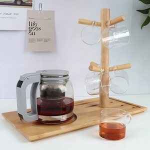 Tasse en bois présentoir suspendu avec 6 crochets en forme d'arbre en bois tasse à café support de stockage kit de support - Product Image 6
