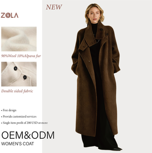 Casaco Feminino de Lã Mescla de Lã Alpaca Artesanal com Gola Alta da Nova Coleção Outono-Inverno 2025 de Alta Qualidade - Product Image 1