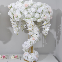 Vente chaude Décoration de fête personnalisée Faveurs Décor de table en soie blanche Boule de fleurs artificielles Centres de table de mariage