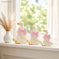 Ensemble de figurines d'oies en bois personnalisées OEM, vente en gros, décoration de table d'anniversaire style ferme, cadeau