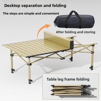 Table longue pliante portable pour barbecue de style stand, mobilier d'extérieur, équipement de pique-nique et de camping, en aluminium léger à quatre pieds