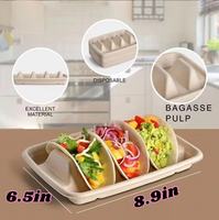 Bagasse de canne à sucre biodégradable personnalisée boîte à tacos jetable conteneur porte-taco à emporter écologique et plateau