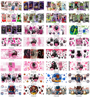 Halloween Dessin Animé Anime 16oz UV DTF Wrap Gobelet Imperméable Autocollant Transfert pour Tasse Verre Faible MOQ