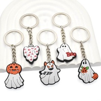 Porte-clés en caoutchouc souple en PVC en gros, citrouille d'Halloween, fantôme mignon, porte-clés personnalisé, vente chaude, porte-clés