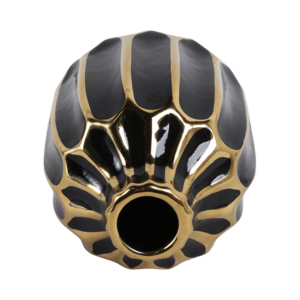 Vaso in ceramica moderno decorativo per fiori, per soggiorno, camera da letto, ufficio, decorazione per la casa, finitura nero oro - Product Image 5