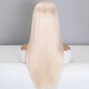 Cabello humano virgen europeo con cutícula alineada, color blanco y Rubio, venta al por mayor, pelucas de seda 5X5 completamente hechas a mano, pelucas de encaje completo