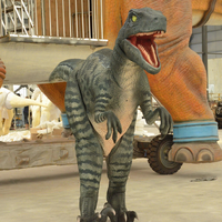 Costume de dinosaure Velociraptor ambulant - Costume adulte pour parc d'aventure, extérieur et intérieur, avec composants métalliques pour utilisation en jardin