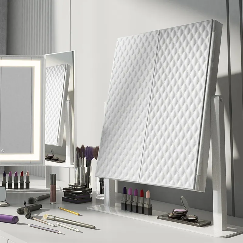 Espelho de maquiagem com luzes, espelho inteligente triplo com iluminação led, modelo 2019