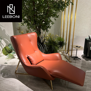 Aangepaste Indoor Stalen Basis Uniek Design Woonkamer Stoel Bank Moderne Elegante Luxe Lederen Of Stof <span class=keywords><strong>Chaise</strong></span> <span class=keywords><strong>Lounge</strong></span> - Product Image 6