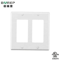 BAREP YGC-004 Plaque murale sans vis à 2 postes, fente rectangulaire, en polycarbonate, conforme aux normes américaines, pour cache-prise double