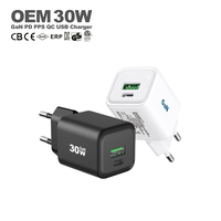 Cargador Rápido PD de 30w Tipo c CE ROHS KC FCC Adaptador de Cargador Universal para Teléfono Móvil Cargador de Pared Gan de 30W Usb c para iPhone Samsung