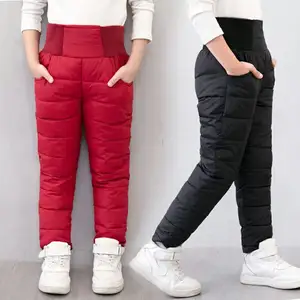 따뜻한 바지를 입고 플러시 및 두꺼운 겉옷을 입은 소년과 소녀를위한 겨울 새로운 어린이 다운 코튼 팬츠