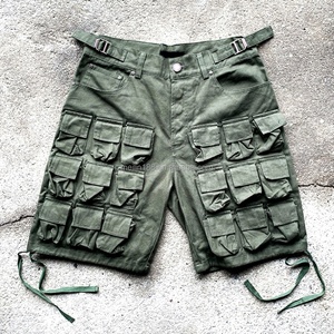 Pantalones Cortos de Mezclilla de Diseño Personalizado, Estilo Urbano, Hip Hop, con Múltiples Bolsillos, Holgados, Tipo Cargo, de Alta Calidad, de Algodón, para Hombre - Product Image 1