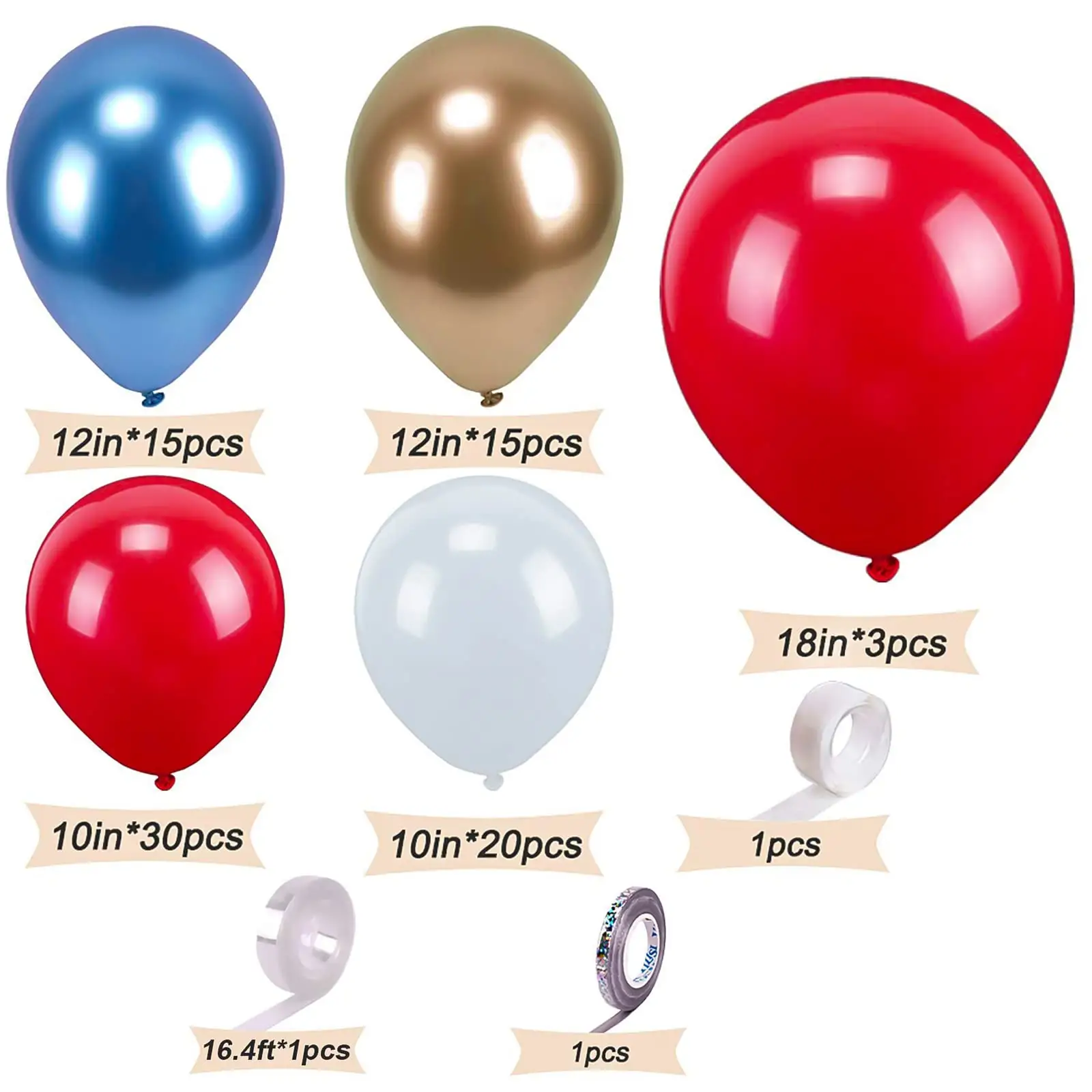 Kit de arco de balão azul vermelho branco metálico dourado azul guirlanda para festa com tema de super-heróis decoração de festa de aniversário e formaturas