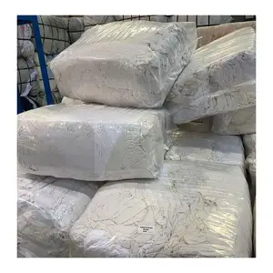 Hissen Grade A 10Kg 20kg 25kg Industrial cleaning rags oil absorbent cloth scraps white t shirt cotton rags bag of white rags